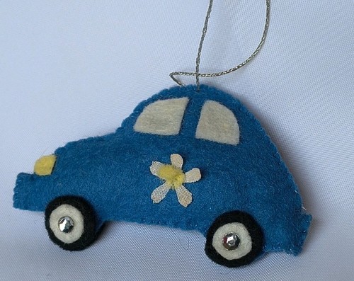 Vintage blue felt bug - felt,