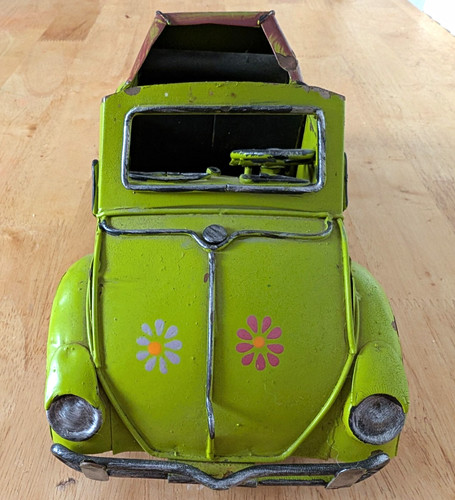 Vintage green beetle tinplate - green,